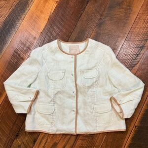 Nougat London 100% Linen Contrast Trim Jacket – Mint Green – Size 1 (Small)